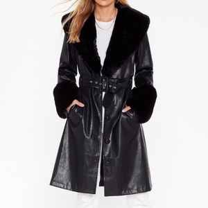 Princesspolly Brooklyn Long Coat in Black size us 0/xs/xxs